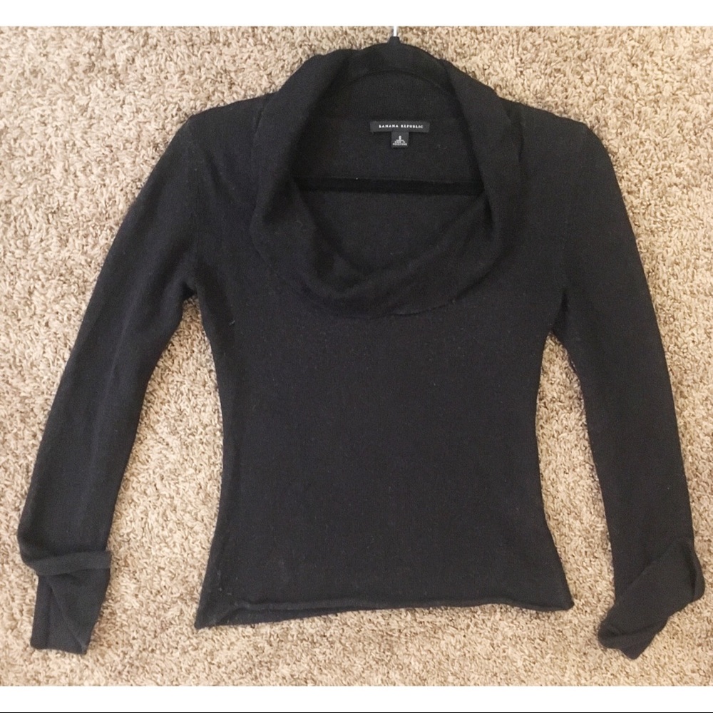 Banana Republic Black Low-Cut Cashmere Sweater